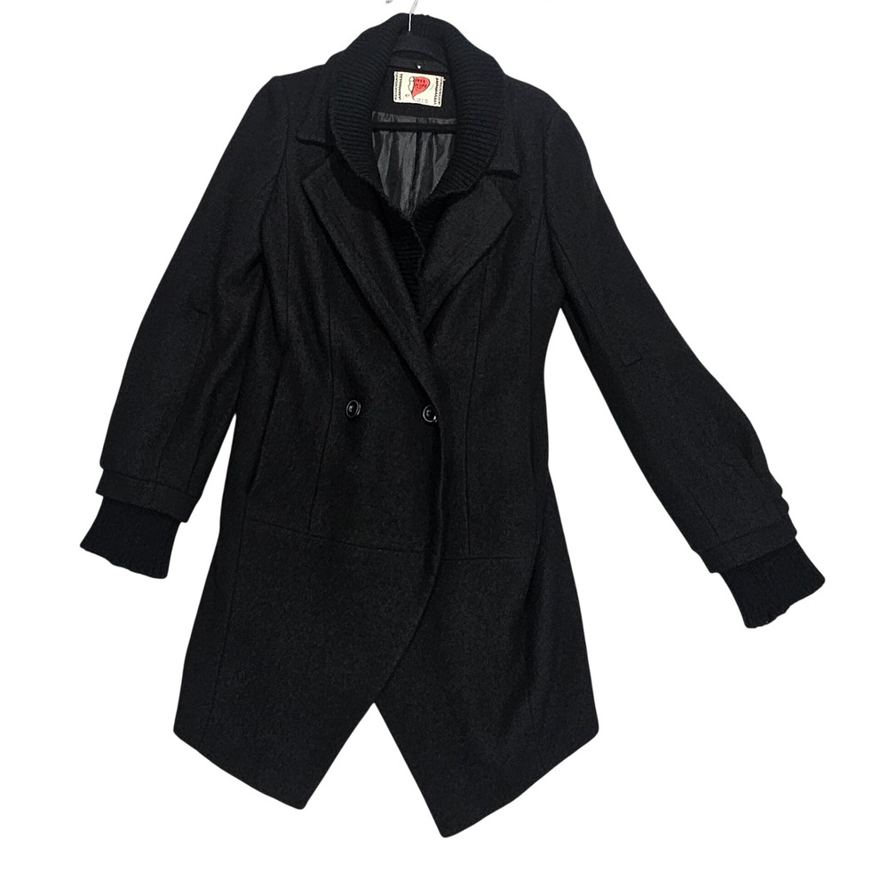 Free People Peacoat Coat Women 6 Wool Gianna Black Avant-garde Double Breasted